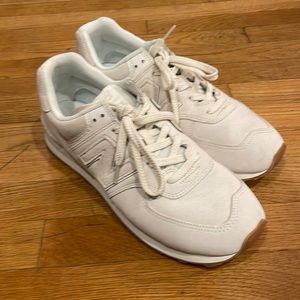 New Balance 574 off-white gum sole sneakers